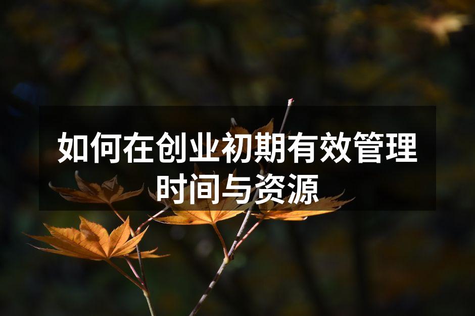 如何在创业初期有效管理时间与资源